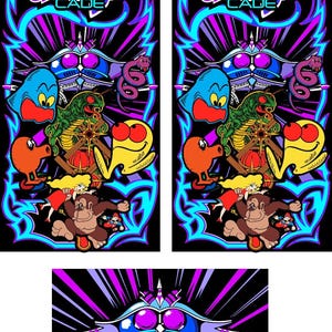 Multicade Mame Classics Side Art 3pc Blue Arcade Graphics Decals Stickers Set