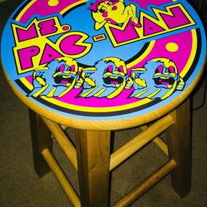 MS PAC MAN Bar Stool "Decal Only" Scratch Resistant Polycarbonate Laminate