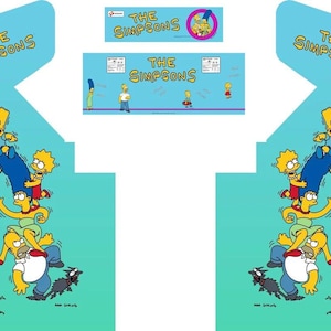 Simpsons Arcade Art Restoration Kit 4pc Side Art, Textured CPO & Marquee