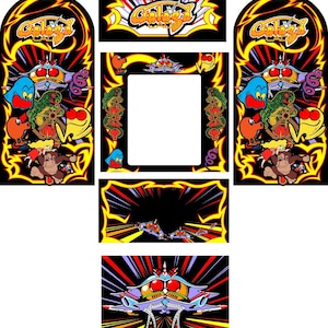 Juego de 6 piezas de arte lateral para arcade Multicade Galaga, bisel Mame de la más alta calidad, marquesina CPO