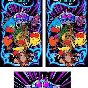 Multicade Mame Classics Side Art 3pc Blue Arcade Graphics Decals Stickers Set