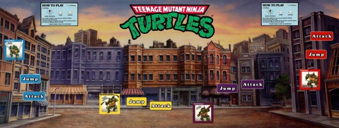 Teenage Mutant Ninja Turtles Arcade Control Panel Overlay CPO TMNT ...