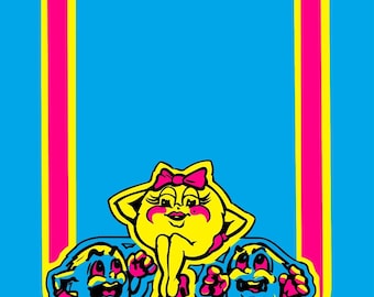 Fits Ms PAC MAN Kick Plate Art Only Vinyl Graphic Laminated High Quality