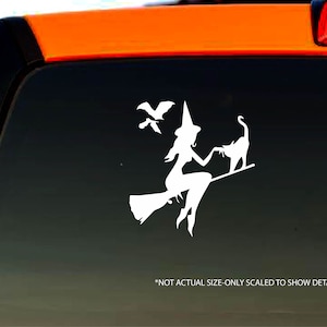 Witch on Broom Decal Bumper Sticker Window Decal - Halloween - Astrology