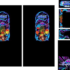 Multicade Galaga Arcade Arte lateral Juego de 6 piezas azul Calidad Mame Bisel Marquee CPO
