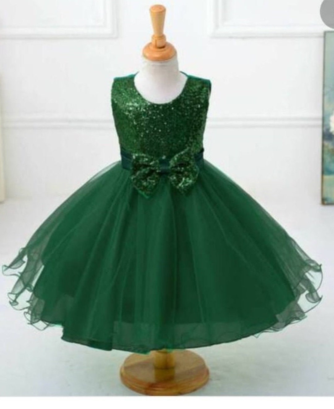 Emerald Green Dress Girl Flower Girl Dress Baby Girl First Etsy