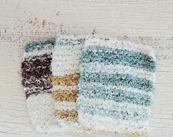 Set of 3 Cotton Dish Scrubbie Cloths Camper Cleaning Tiny Spaces