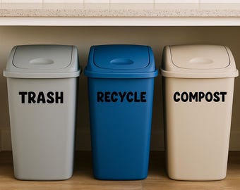 Trash, Recycle, Compost DECALS-  Sanity Labels! - Permanent Vinyl!
