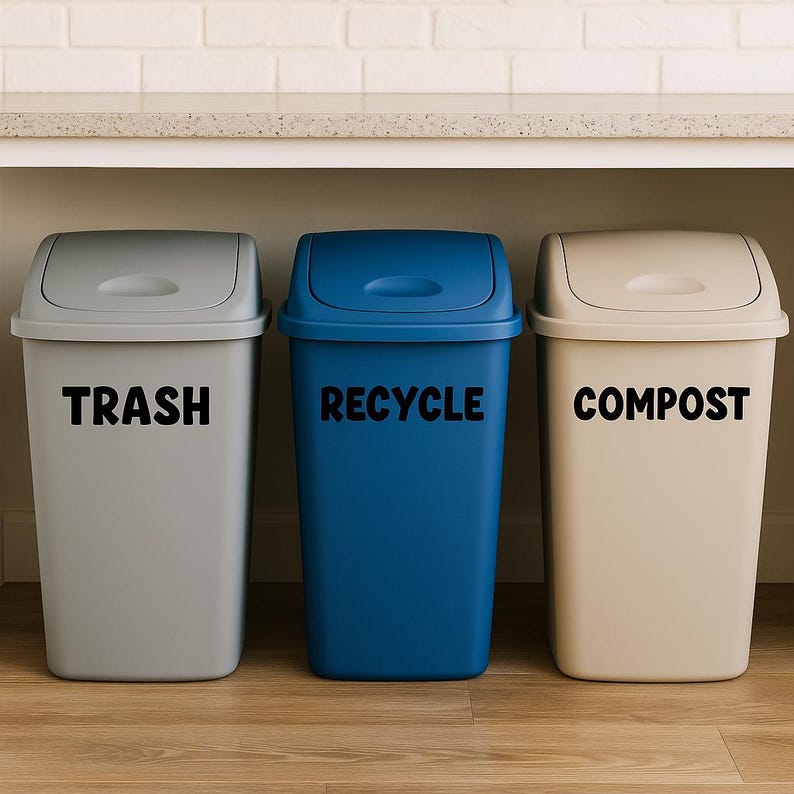 Trash, Recycle, Compost Bundel DECALS- Kitchen Sanity Labels ...