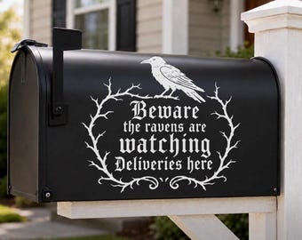 Raven Mailbox Decal – Gothic Witchy Porch Decor, Outdoor Vinyl Sticker