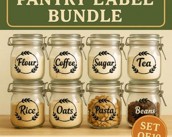 Rustic Pantry Labels - Farmhouse Style Vinyl Decal Set
