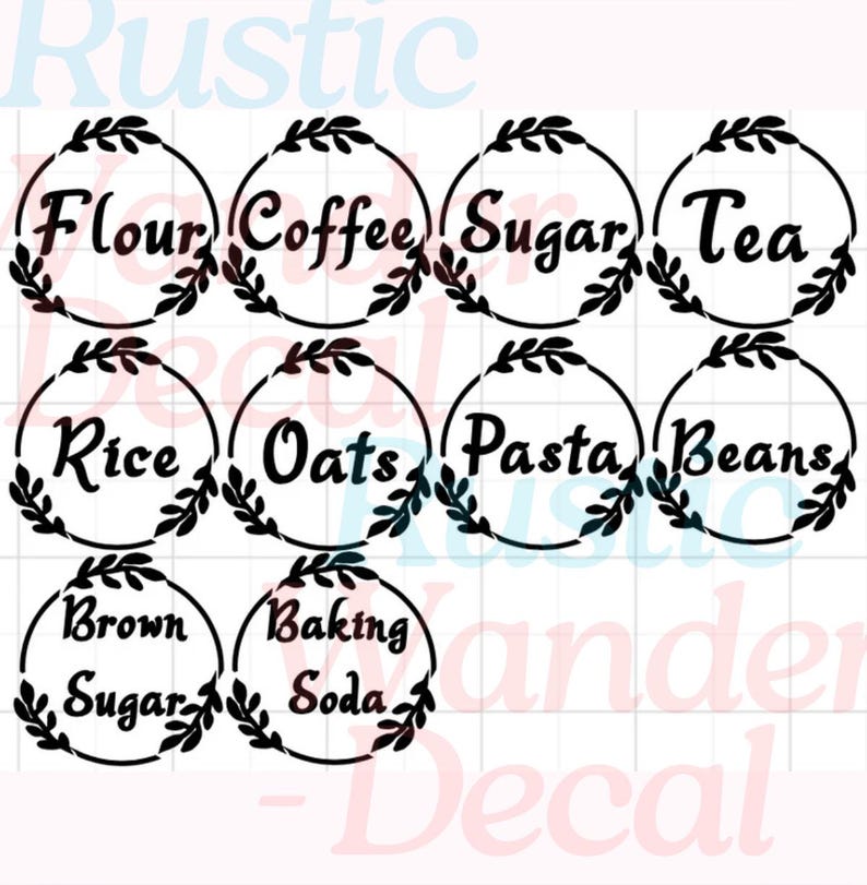 Rustic Pantry Labels - 10 Farmhouse Permanent Vinyl DECALS - Etsy