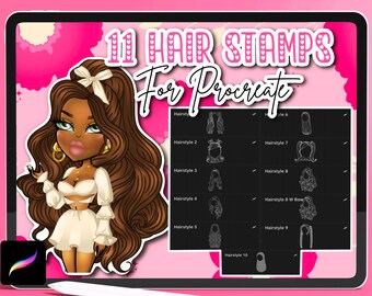 Procreate Hair Brushes | Procreate Hair Stamps | Procreate Hairstyle | Hair Brushes | Hair Stamps | Hair Clipart