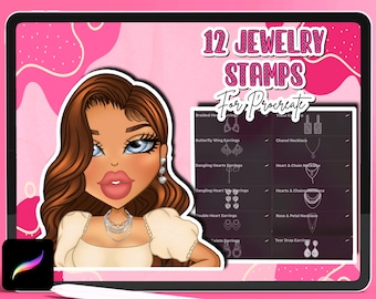 Procreate Jewelry Stamps | Procreate Jewelry Brushes | Procreate Chain Brushes | Necklace Stamps | Procreate Earrings | Procreate Jewelry