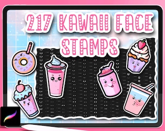 Procreate Kawaii Stamps | Kawaii Procreate | Kawaii Faces | Procreate Faces | Kawaii Stamp | Procreate Face Stamp