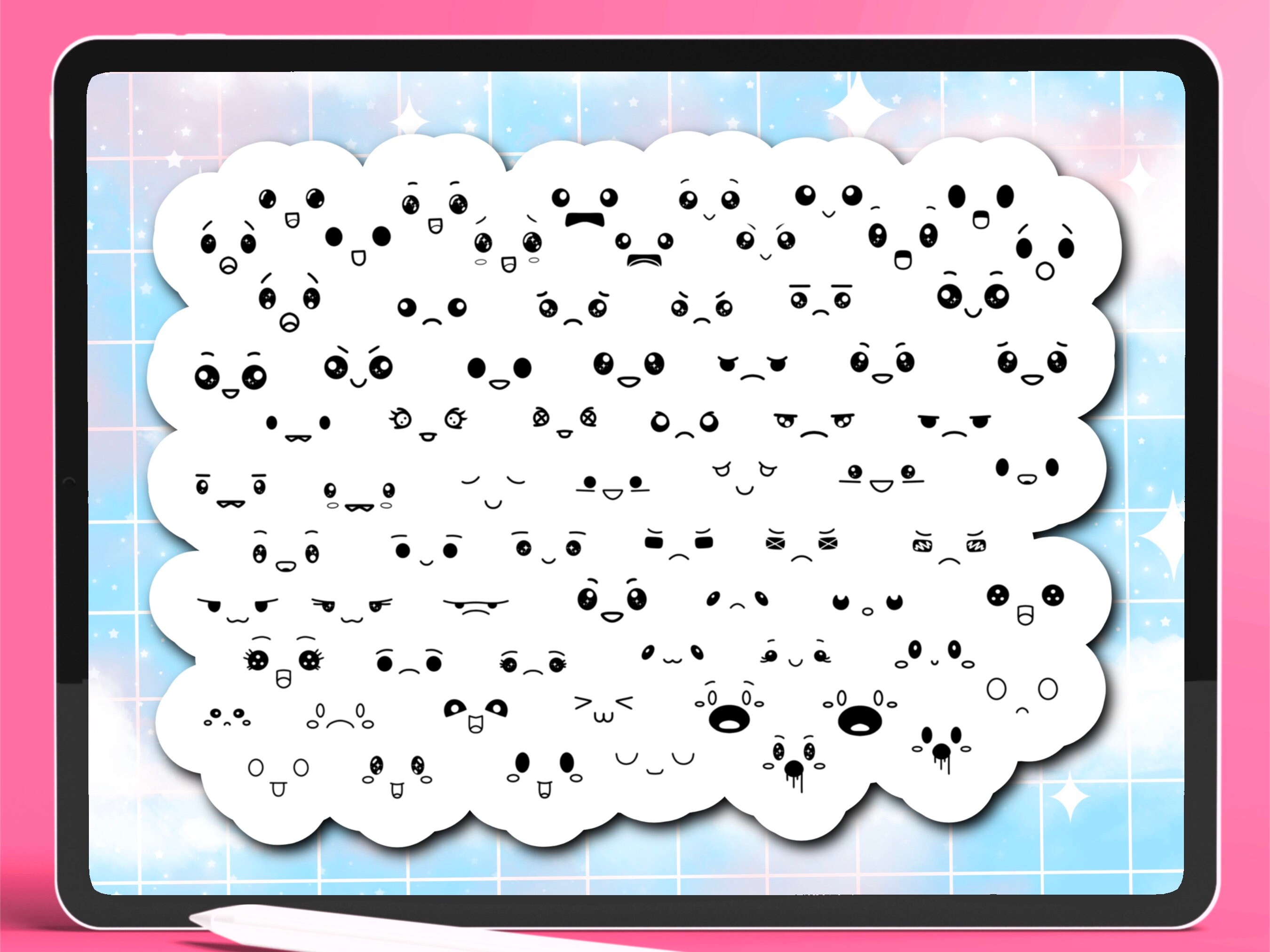 Procreate Kawaii Stamps | Kawaii Procreate | Kawaii Faces | Procreate ...