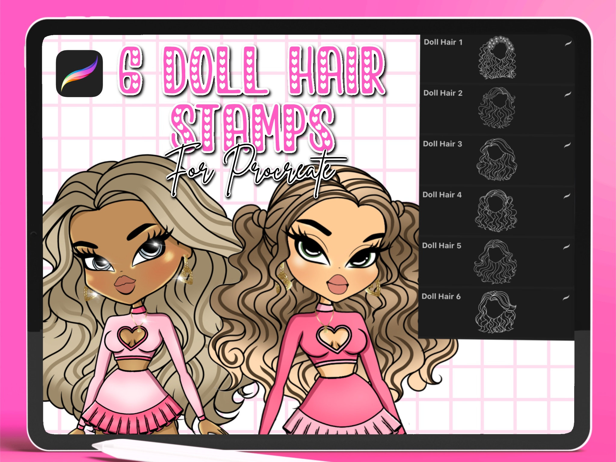 Doll Procreate Brushes, Doll Procreate Stamps, Y2K Procreate, Procreate ...