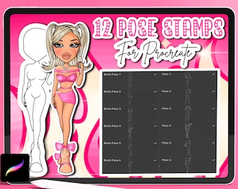 Procreate Pose Stamps | Procreate Body Stamp | Female Pose Stamps | Procreate Brushes | Pose Brushset | Procreate Stamp