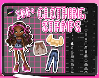 Clothing Brushes, Clothing Procreate Stamps, Procreate Clothes, Procreate, Fashion Stamps, Procreate fashion stamp, Fashion Design Procreate