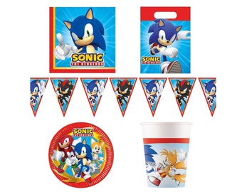 Sonic Party Tableware/Decorations Sonic Plates Cups Napkins Tablecover Gaming Birthday,  Sonic Party, Party Supplies, Sonic Birthday Party