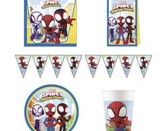 Spidey Party Tableware Decorations Plates Cups Napkins Tablecover Banner Party Bags, Spiderman Birthday Party Party Supplies Kids Party