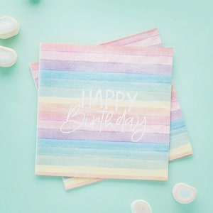 Pastel Party Pack Decorations Tableware Plates Cups Napkins Tablecover, Pastel Birthday, Colour Party, Pastel Decorations, Party Supplies Napkins (16pk)