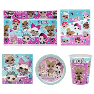 LOL Party Pack Decorations/Tableware, LOL Plates/LOL Cups/Napkins/Tablecloth, Birthday, Girls Party, lol Party Supplies, lol party