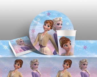 Disney Frozen Party Tableware Decorations Plates Cups Napkins Tablecover, Disney Frozen Birthday, Girls Elsa Birthday Party, Party Supplies