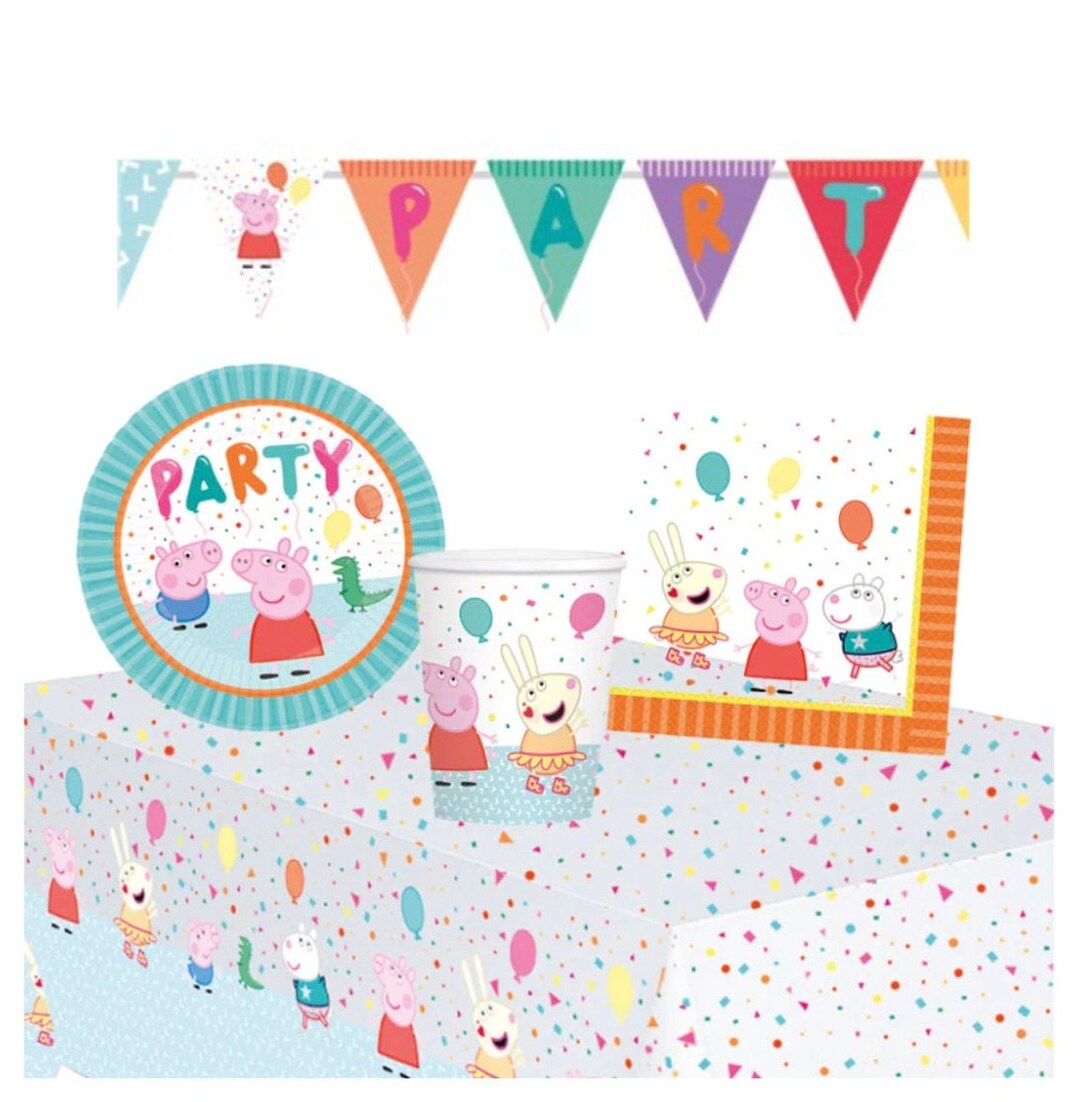 Peppa Pig Party Pack Decorations/tableware Including Plates/cups