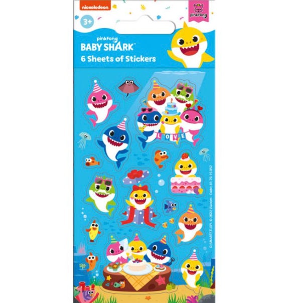 Baby Shark Sticker Sheets 1 Pack/6 Sheets Baby Shark Etsy