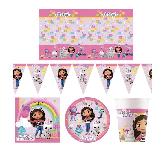Gabby's Dollhouse Party Tableware Decorations Plates Cups Napkins Tablecover Banner Balloons Girls Party Girls Birthday Party Supplies
