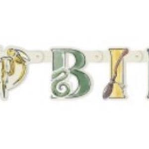 May include: A colourful banner spelling "HAPPY BIRTHDAY". The letters are decorated with illustrations of characters and symbols from a well-known fantasy series, perfect for a themed celebration.