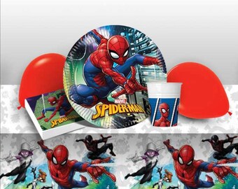 Spiderman Party Pack Decorations/Tableware, Spiderman Plates/Spiderman Cups/Spiderman Napkins/Tablecloth, Spiderman Birthday, Spiderman Kids