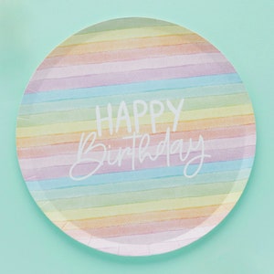 Pastel Party Pack Decorations Tableware Plates Cups Napkins Tablecover, Pastel Birthday, Colour Party, Pastel Decorations, Party Supplies Plates (8pk)