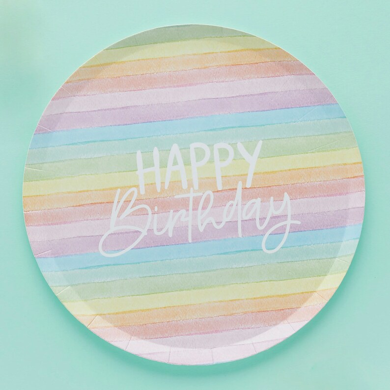 Pastel Party Pack Decorations Tableware Plates Cups Napkins Tablecover, Pastel Birthday, Colour Party, Pastel Decorations, Party Supplies Plates (8pk)