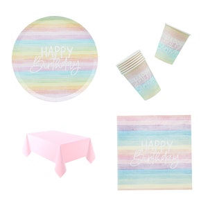 Pastel Party Pack Decorations Tableware Plates Cups Napkins Tablecover, Pastel Birthday, Colour Party, Pastel Decorations, Party Supplies Bild 9