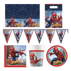 Spiderman Party Tableware Decorations, Plates Cups Napkins Tablecover Banner Balloons Spiderman Birthday, Spiderman Kids Party Supplies