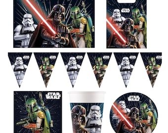 Star Wars Party Tableware Decorations Plates Cups Napkins Tablecover Banner Party Bags Boys Birthday Party Star Wars Birthday Party Supplies