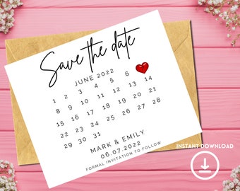 Save the Date Template, Save the Date Postcard, Save the Date Calendar,  Simple Save the Date, Minimalist Save the Date, Digital Invitation