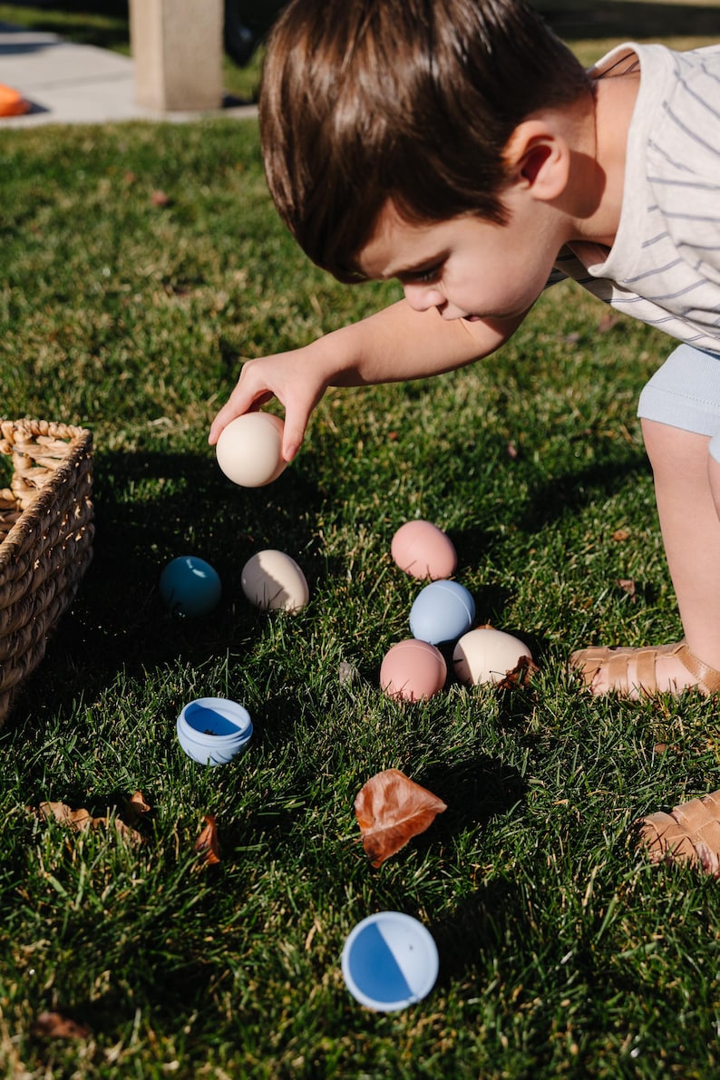 Non-Toxic Silicone Easter Eggs, Montessori Sensory Play, Set of 24, Earth Tone image 2
