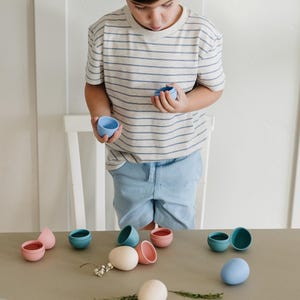 Non-Toxic Silicone Easter Eggs, Montessori Sensory Play, Set of 24, Earth Tone image 3