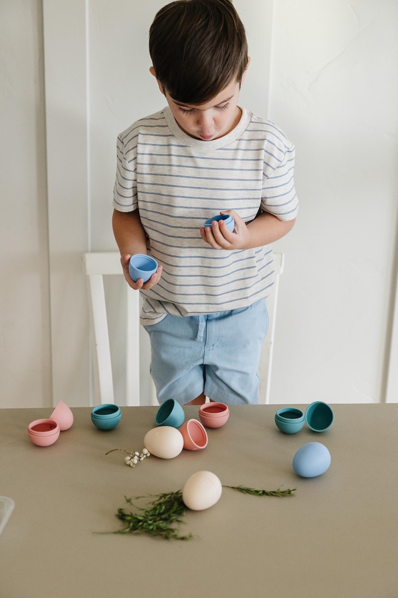 Non-Toxic Silicone Easter Eggs, Montessori Sensory Play, Set of 24, Earth Tone image 3