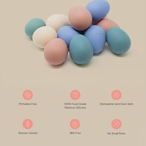 Non-Toxic Silicone Easter Eggs, Montessori Sensory Play, Set of 24, Earth Tone image 10