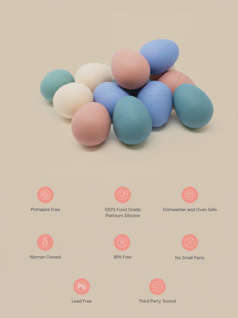 Non-Toxic Silicone Easter Eggs, Montessori Sensory Play, Set of 24, Earth Tone image 10