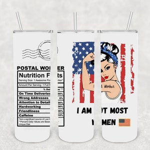 2- 20oz Skinny Straight Sublimation Tumbler DO POBRANIA!, 2 kolory w cenie 1! Tylko pliki PNG! #Postal#Woman#USA#Flag#Mail#Service