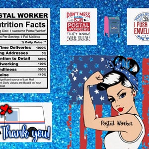 4-Postal Worker 20oz Skinny Tumbler Wrap Cyfrowe pobieranie, sublimacja! 4 w cenie 1! Tylko PNG! #Postal#Woman#USA#Flag#Mail#Service