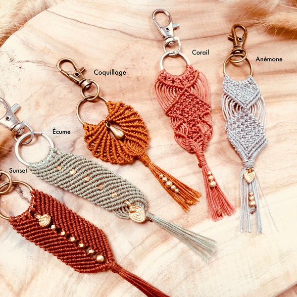 Portes clés «Sunrise »  micro macramé, bohème, boho,chic, macramé earrings , hippie