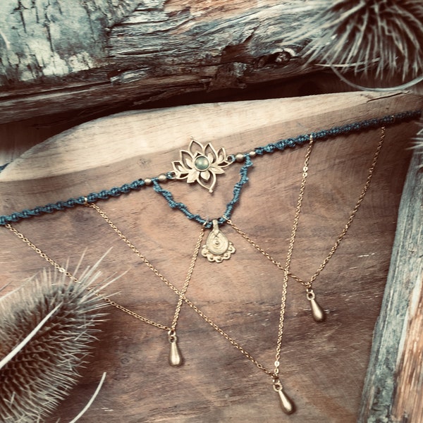 Collier « Cosmos » avec pierre, macramé earrings, micro macramé, bohème, boho, hippie, chic