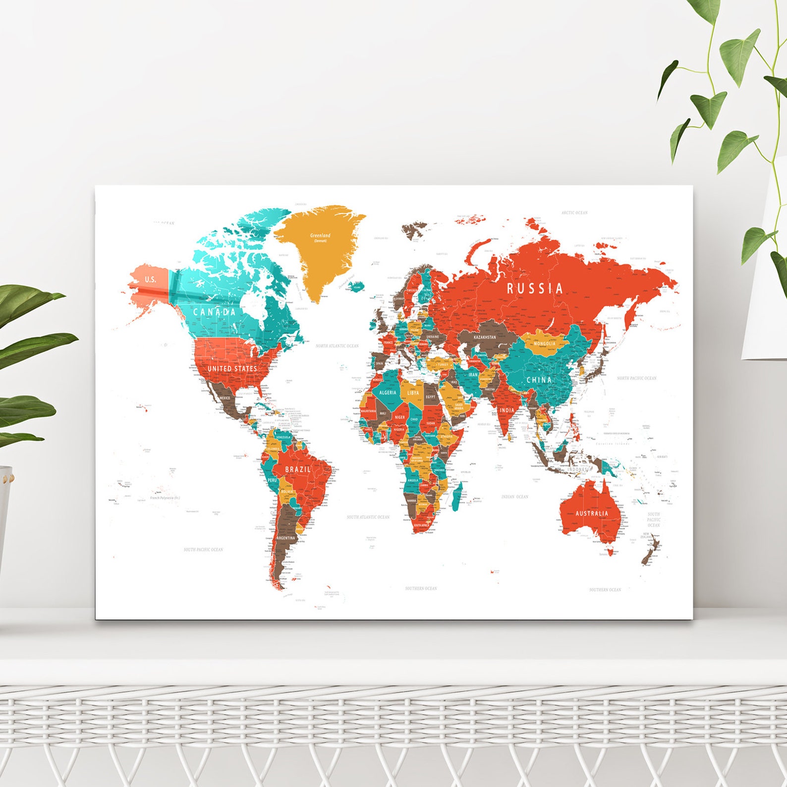 Tempered Glass Wall Art World Map Large Wall Art Glass | Etsy UK