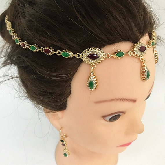 Buy Women's Metal Hair Chain, Vintage Arabic, Fine Jewelry, Wedding Dress,  Crystal Tiara, Hair Accessories Online in India 